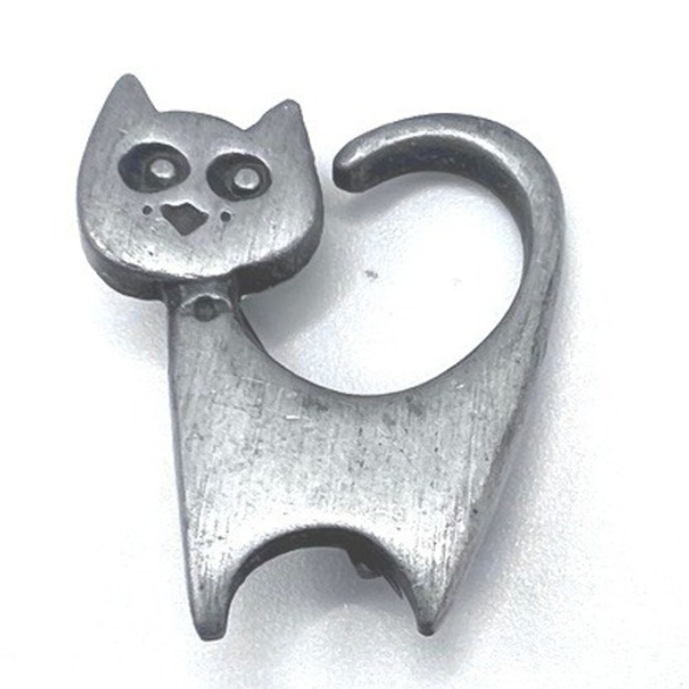 Vintage Pewter Cat Kitten Brooch Pin Feline Sweden Rune Tennesmed MCM